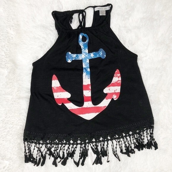 American Flag Anchor Black Tank Top Size XS - Picture 1 of 5